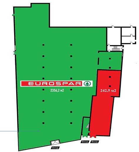 Сдается помещение 242.5 м² в супермаркете